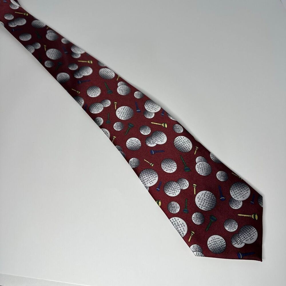 Golfball Neck Tie Maroon with Tees
